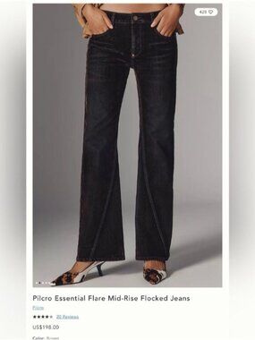 NWT Size 31 - Pilcro Essential Flare Mid-Rise Flocked Jeans 71% Cotton (US$ 198)